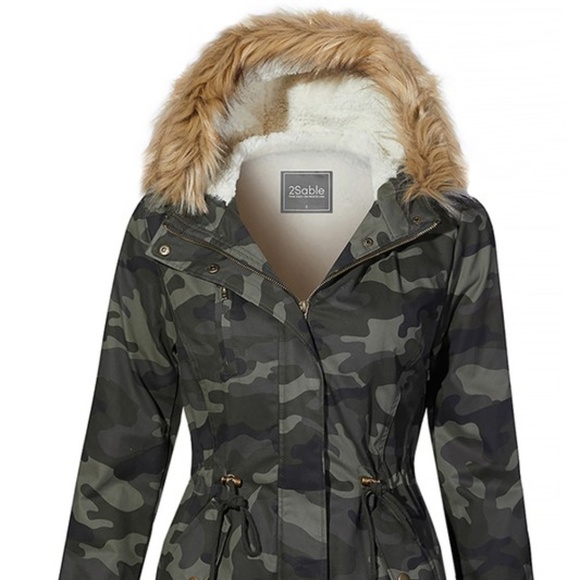 Love Tree Jackets & Blazers - NEW LOVE TREE CAMO MILITARY SHERPA JACKET REMOVABLE FAUX FUR HOODED XS SM MD LG